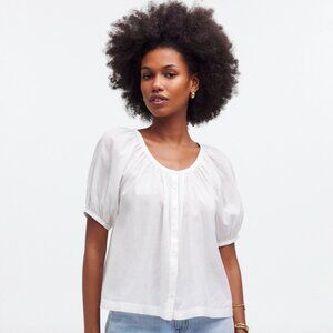 Madewell Puff-Sleeve A-Line Billowy Button-Down Summer Top White Size XL